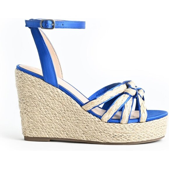 Sicare Open Toe Wedge Raffia Blue Women Espadrilles Braided Strappy Sandal - Picture 2 of 12